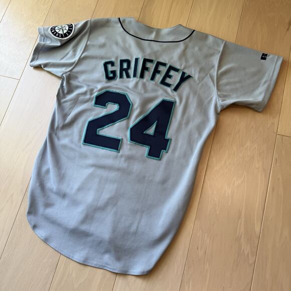 Vintage Ken Griffey JR Jersey 44 Gray 90s Russell Athletic Vintage - Picture 8 of 8